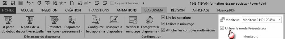 Menu Diaporama PowerPoint (cliquez l'image pour l'agrandir)